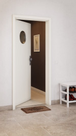CloseUp-Milieuansicht von GARANT Wohnungseingangstür 9417-60 Snow White CePaL mit Lichtausschnitt LA-12
