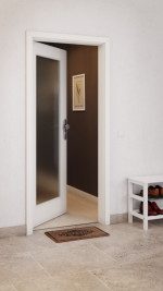 CloseUp-Milieuansicht von GARANT Wohnungseingangstür Quer Authentic Bianco CePaL mit Lichtausschnitt LA-2