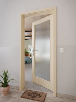 CloseUp-Milieuansicht von GARANT Wohnungseingangstür Authentic Sand GCK08 mit Lichtausschnitt LA-3
