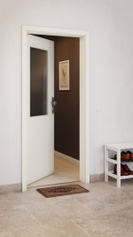 CloseUp-Milieuansicht von GARANT Wohnungseingangstür 9417-60 Snow White CePaL mit Lichtausschnitt LA-6