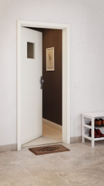 CloseUp-Milieuansicht von GARANT Wohnungseingangstür 9417-60 Snow White CePaL mit Lichtausschnitt LA-7