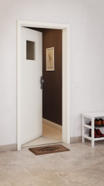 CloseUp-Milieuansicht von GARANT Wohnungseingangstür 9417-60 Snow White CePaL mit Lichtausschnitt LA-8