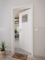 CloseUp-Milieuansicht von GARANT Wohnungseingangstür 0160-60 Silver Grey CePaL mit Lichtausschnitt LA-9