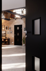 Detail-Milieuansicht von Schwarz RAL 9005 LA 10 Mattlack Basic Innentür - Huga