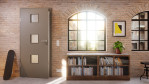 Detail-Milieuansicht von Hygge Grau RAL 7037 LA 10 Mattlack Basic Innentür - Huga