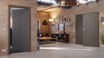 Main-Milieuansicht von HÖRMANN Doppelflügeltür Groove 13 Staubgrau RAL 7037 Lack DesignLine mit Zarge