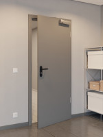 CloseUp-Milieuansicht von HÖRMANN Rauchschutztür Staubgrau RAL 7037 Duradecor ProLine