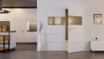 Front-Milieuansicht von HÖRMANN Doppelflügeltür Pure 2 Eiche Weiß Duradecor DesignLine mit Lichtausschnitt quer mit bündiger Lisene Plain 80-7 mit Zarge