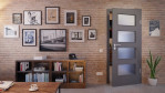 Front-Milieuansicht von Huga Innentür Hygge grau RAL 7037 Duradecor Basic mit Lichtausschnitt LA 9