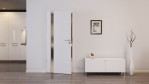 Front-Milieuansicht von HÖRMANN Innentür Pure 1 Eiche Weiß Duradecor DesignLine mit Lichtausschnitt Bandseite