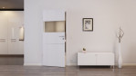 Front-Milieuansicht von HÖRMANN Innentür Pure 2 Eiche Weiß Duradecor DesignLine mit Lichtausschnitt quer mit Lisene Steel 79