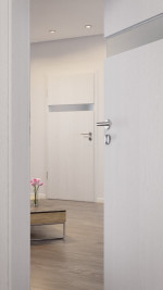 CloseUp-Milieuansicht von HÖRMANN Innentür Pure 1 Eiche Weiß Duradecor DesignLine mit Lichtausschnitt quer