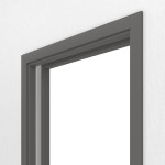 Detailansicht von HÖRMANN Schiebetürsystem in der Wand laufend Staubgrau RAL 7037 Duradecor mit Zarge