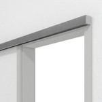 Detailansicht von GARANT Line-Schiebetürsystem vor der Wand laufend D92-60 Dove Grey Resopal