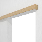 Detailansicht von LEBO Schiebetürsystem vor der Wand laufend Limba Matt Furnier ohne Zarge