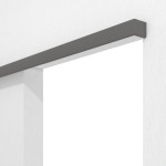 Detailansicht von HÖRMANN Schiebetürsystem vor der Wand laufend Staubgrau RAL 7037 Duradecor ohne Zarge