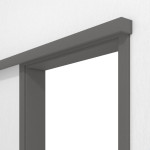 Detailansicht von HÖRMANN Schiebetürsystem vor der Wand laufend Staubgrau RAL 7037 Duradecor mit Zarge
