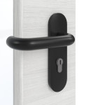 Detailansicht der Oberfläche von GARANT Brandschutztür T30 Quer Authentic Grigio GCK08 mit Lichtausschnitt LA-DIN