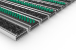 Schräge Detailansicht von Aluprofilmatte KLASSIK Rips T01PP schwarz / Work B07 grün - Entrada