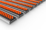Schräge Detailansicht von Aluprofilmatte KLASSIK Work B08 orange - Entrada