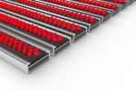Schräge Detailansicht von Aluprofilmatte KLASSIK Work B05 rot - Entrada