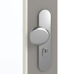 Detailansicht der Oberfläche von GARANT Wohnungseingangstür U12115SD Platingrau GHK08 mit Lichtausschnitt LA-2