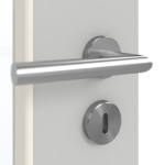 Detailansicht der Oberfläche von GARANT Doppelflügeltür inkl. Zarge D92-60 Dove Grey Resopal mit Lichtausschnitt LA-DIN