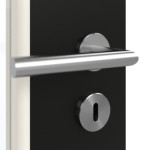 Detailansicht der Oberfläche von GARANT Doppelflügeltür inkl. Zarge 0901-60 Black Resopal mit Lichtausschnitt LA-DIN Sprosse SP4