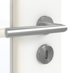 Detailansicht der Oberfläche von GARANT Doppelflügeltür inkl. Zarge U11209SD Edelweiß GHK08 mit Lichtausschnitt LA-2 Sprosse SP10