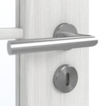 Detailansicht der Oberfläche von GARANT Doppelflügeltür inkl. Zarge Authentic Grigio GCK08 mit Lichtausschnitt LA-4 schlossseitig Sprosse SP10