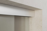Detailansicht von Bergamo Motiv klar 2-flg. Glasschiebetür mit zwei festen Seitenteilen Sigma Flexible Variante 3 - Erkelenz