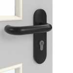 Detailansicht der Oberfläche von GARANT Rauchschutztür D92-60 Dove Grey Resopal mit Lichtausschnitt LA-11
