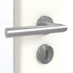 Detailansicht der Oberfläche von GARANT Schallschutztür U11026SD Kristallweiß GHK08 mit Lichtausschnitt LA-4 schlossseitig
