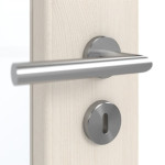 Detailansicht der Oberfläche von GARANT Schallschutztür Authentic Perl GCK08 mit Lichtausschnitt LA-5 schlossseitig