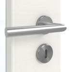 Detailansicht der Oberfläche von GARANT Schallschutztür Quer Authentic Bianco CePaL mit Lichtausschnitt LA-6