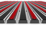 Detailansicht frontal von Aluprofilmatte KLASSIK Safe R01V schwarz / Work B06 rot - Entrada