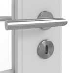 Detailansicht der Oberfläche von JELD-WEN Doppelflügeltür Contour 4F Nickelgrau ähnlich RAL 7047 ExpertLack mit Lichtausschnitt LA-2G mit Zarge