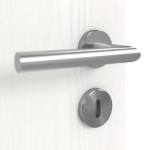 Detailansicht der Oberfläche von HÖRMANN Doppelflügeltür Pure 2 Gebürstetes Weiß Duradecor DesignLine mit Lichtausschnitt quer mit Lisene Steel 80 mit Zarge