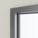 Detailansicht des Lichtausschnitts von Außentür-Set 2-flg. Stahl mit Feuerschutzfunktion H3-2 OD mit LA-B2 im Gehflügel inkl. Zarge DryFix - Hörmann