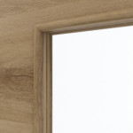 Detailansicht des Lichtausschnitts von HÖRMANN Doppelflügeltür Natureiche quer Duradecor ProLine mit Lichtausschnitt LA 10 mit Zarge