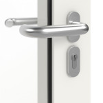 Detailansicht der Oberfläche von TECKENTRUP Innentür-Set Aluminium Rohrrahmentür T30 FireStop ADS90 Schüco mit Lichtausschnitt LA-01 inkl. Blockzarge