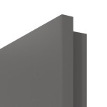 Detailansicht der runden Kante von Huga Innentür Hygge grau RAL 7037 Duradecor Basic mit Lichtausschnitt LA 14