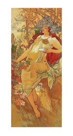Alfons Mucha Reproduktion auf eigener Innentür Der Herbst