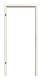 Frontansicht der Zarge von Wohnungseingangstür-Set Weiß 9010 CPL mit runder Zarge und Beschlag