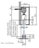 Technische Zeichnung Ganzglas-Schiebetürset Basic Klar inkl. System - Interio