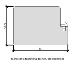 Technische Zeichnung des CPL-Blockrahmens in RAL 9010