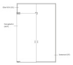 Skizze von Vollflächig matt Ganzglastür mit festem Seitenteil und Oberlicht DORMA Mundus Variante 6 - Erkelenz