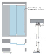 Skizze von Algo Motiv matt 2-flg. Glasschiebetür DORMA MUTO Teleskop Variante 1 - Erkelenz