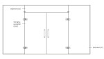 Skizze von Lira Motiv matt 2-flg. Glaspendeltür mit zwei festen Seitenteilen und Oberlicht DORMA Tensor Variante 6 - Erkelenz