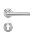 PZ-Ausführung von Rio Steel ER34 Edelstahl matt Rundrosette Zimmertürgarnitur - Karcher Design